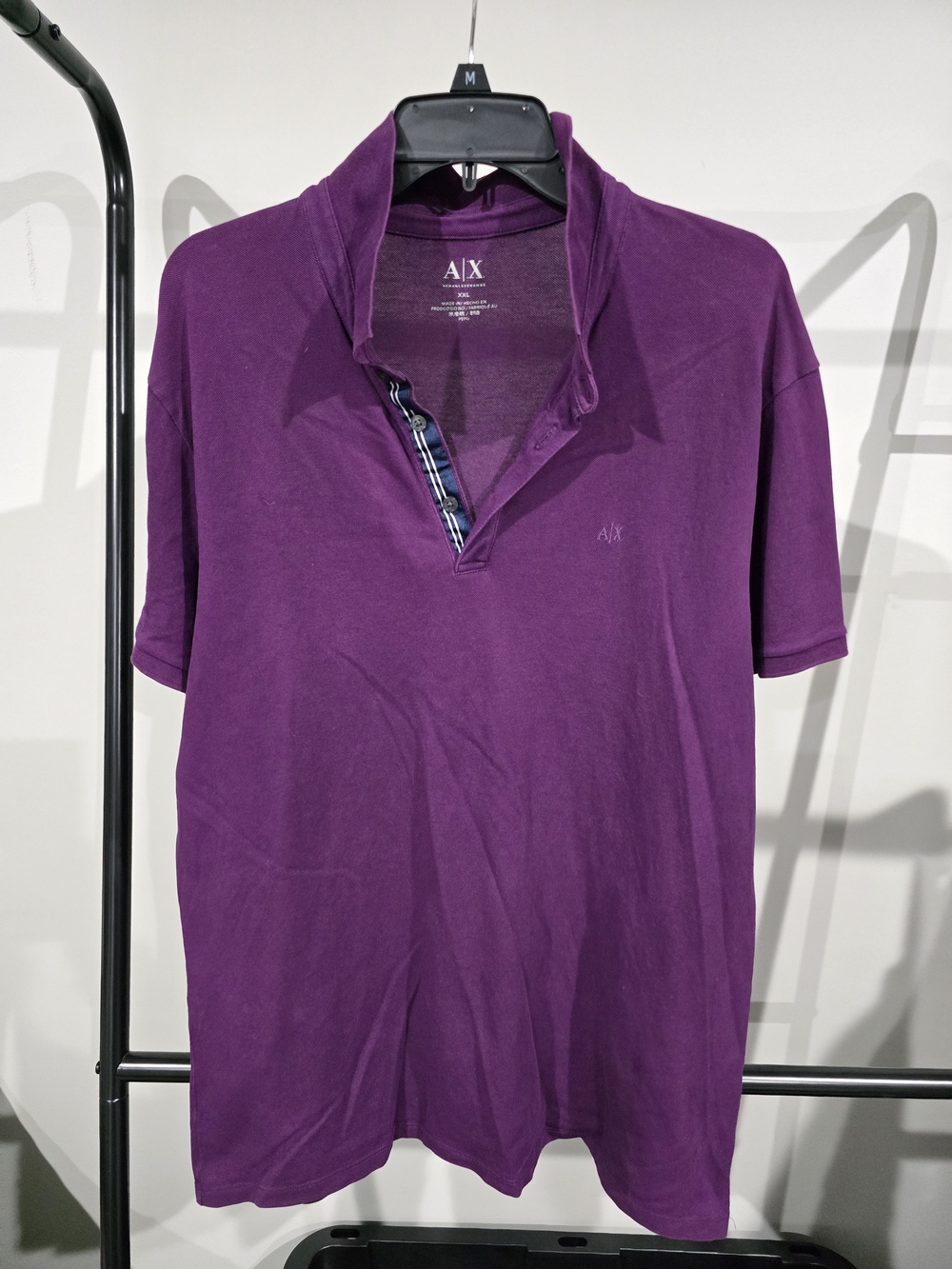 A/X Armani Exchange Men’s Deep Purple Polo with Contrast Placket